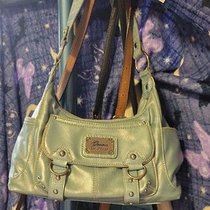 Genna De Rossi Vintage Princess Metallic Sky Blue Shoulder Bag Armpit Purse EUC